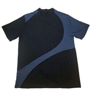 IZOD Cool FX Mens XL Blue Black Short Sleeve Athletic Performance Sport Shirt